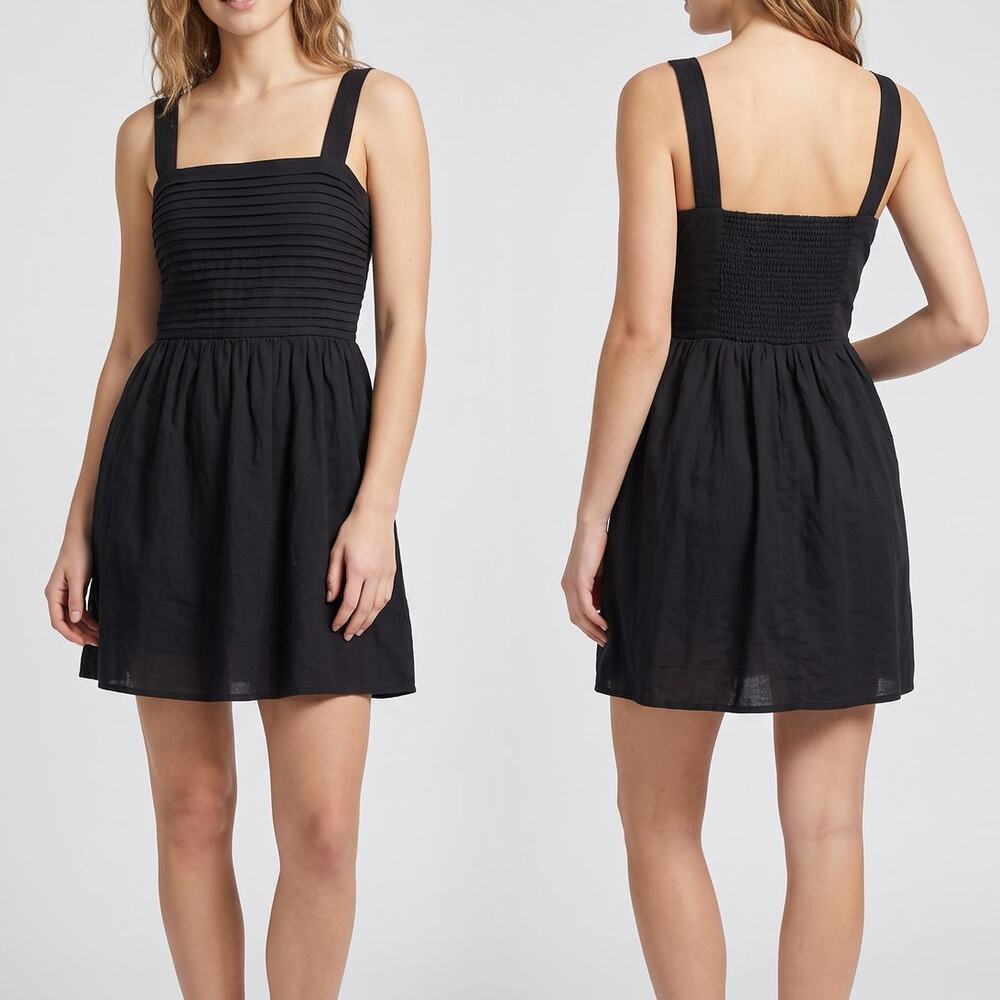 Rachel Zoe Womens Size 8 Black Sleeveless Mini Dress Ruched Bodice Side Zip